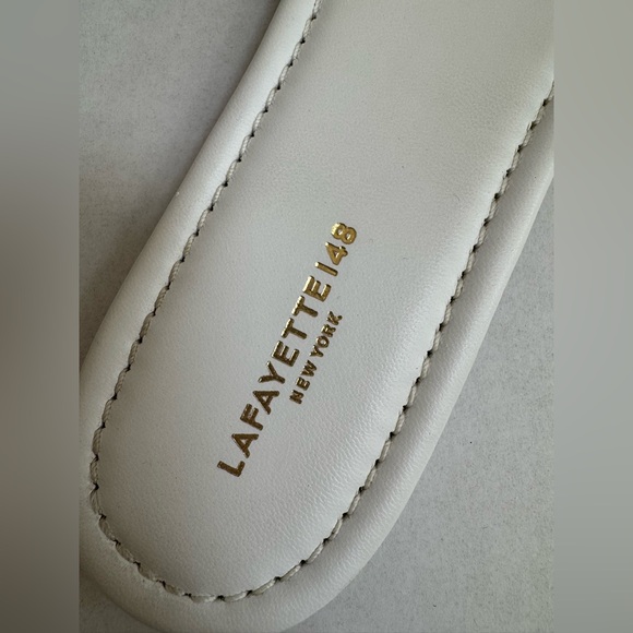 Lafayette 148 New York Germaine Knot Slide Sandals in White Napa leather 41 11 - Picture 3 of 16